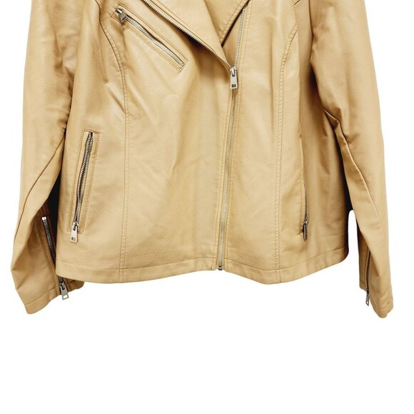 Levi's Women's Faux Leather Biker Jacket Size 2X Tan With Zipper Pockets New - Picture 9 of 13